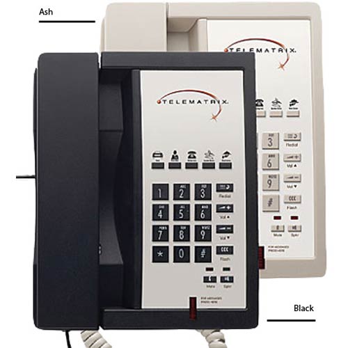 Telematrix 3300MWD5 B Single-Line Hospitality Speakerphone with 5 Guest Service Buttons - Black