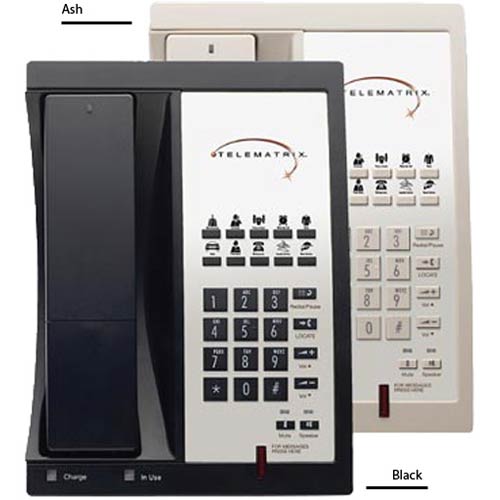 Telematrix 9600MWD B Single-Line DECT 1.9 GHz Cordless Speakerphone with 10 Guest Service Buttons - Black